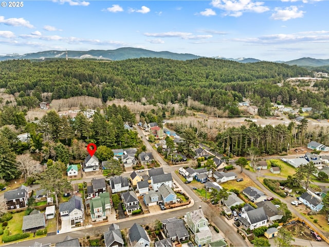 aerial view featuring a mountain view