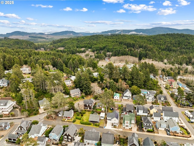 aerial view with a mountain view