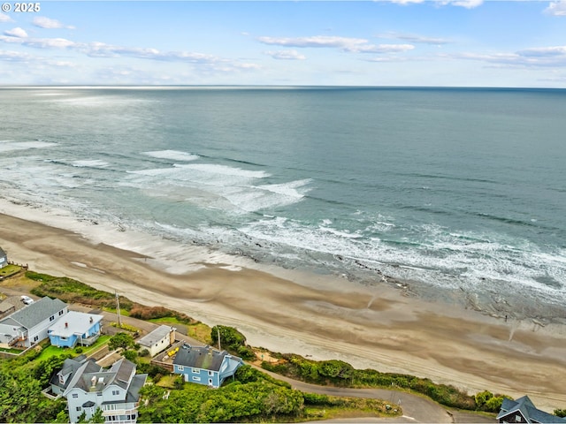 view of water feature with a beach view