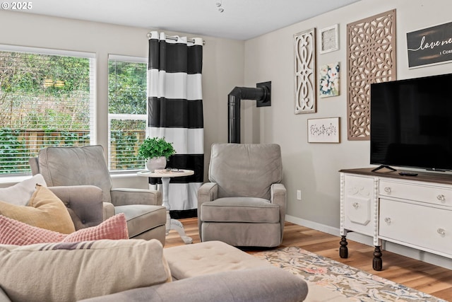 living room with light wood-type flooring