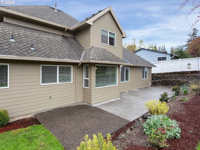 3808 Fairhaven Dr, West Linn, OR 97068 - rear view of house with a patio area and roof with shingles