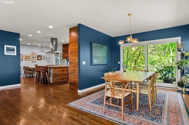 2975 SW Canterbury Ln, Portland, OR 97205 - dining room with baseboards, wood finished floors, and recessed lighting