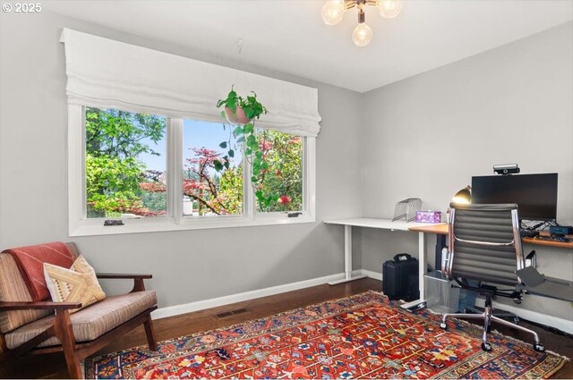 2975 SW Canterbury Ln, Portland, OR 97205 - office with plenty of natural light, baseboards, and wood finished floors