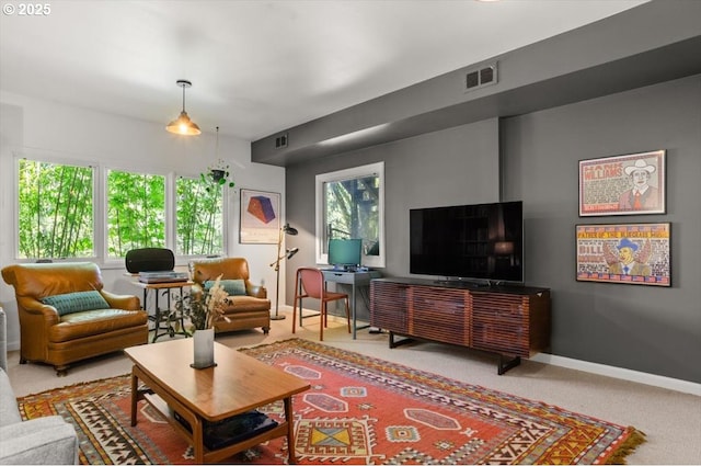2975 SW Canterbury Ln, Portland, OR 97205 - living area featuring baseboards, healthy amount of natural light, and carpet floors