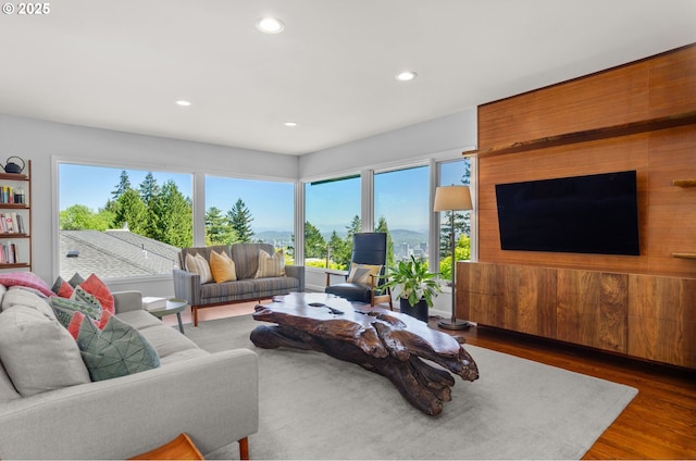 2975 SW Canterbury Ln, Portland, OR 97205 - living area featuring recessed lighting, healthy amount of natural light, and wood finished floors