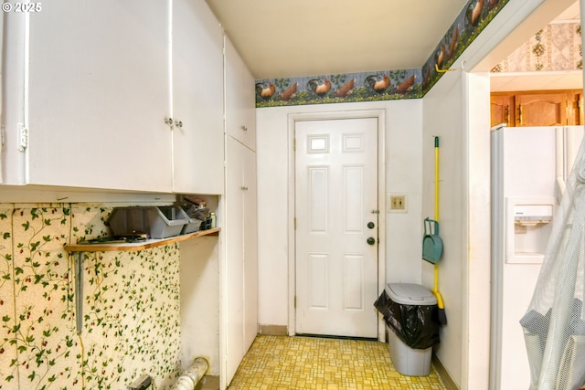 104 NW 12th St, Pendleton, OR 97801 - kitchen featuring white refrigerator with ice dispenser and light floors
