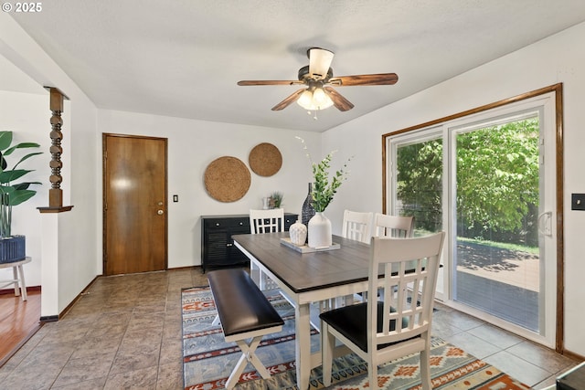 18735 NE Wasco Ct, Portland, OR 97230 - dining area with a ceiling fan and baseboards