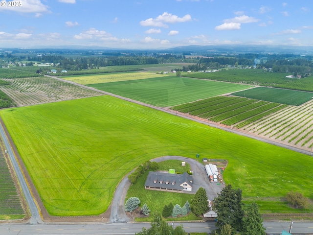 birds eye view of property with a rural view