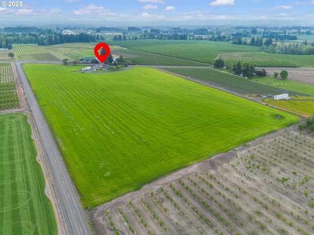 aerial view with a rural view