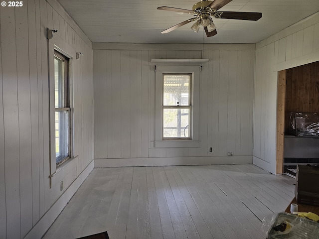54901 Willow St, Heppner, OR 97836 - unfurnished room featuring light wood-type flooring, ceiling fan, and wooden walls