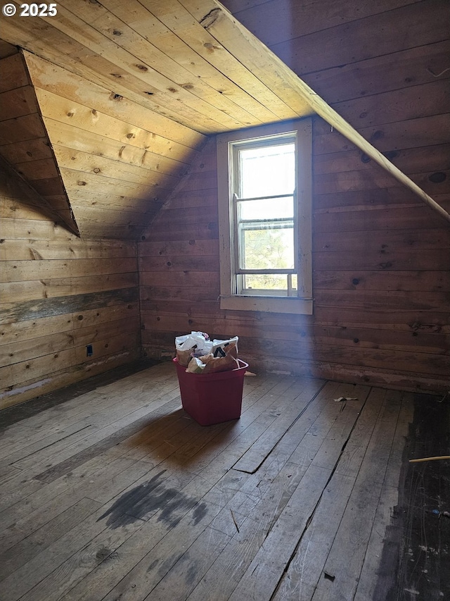 54901 Willow St, Heppner, OR 97836 - additional living space with wood ceiling, hardwood / wood-style floors, vaulted ceiling, wooden walls, and a relaxing sauna