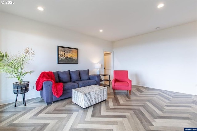 living area featuring recessed lighting