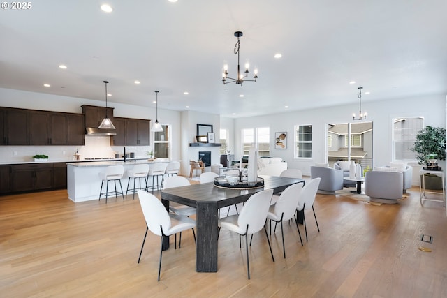 310 W Fir Loop, Washougal, WA 98671 - dining area featuring a chandelier, recessed lighting, and light wood-type flooring