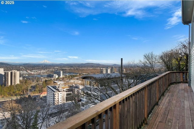 exterior space featuring a mountain view