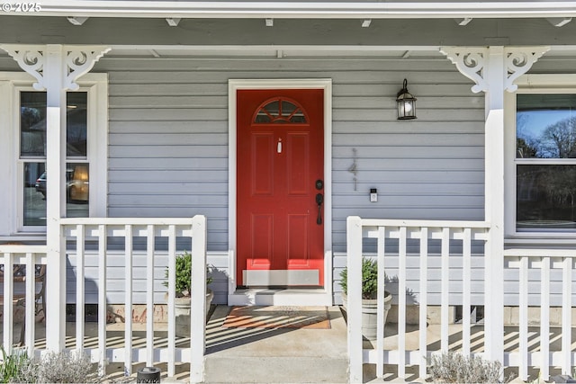 property entrance with a porch