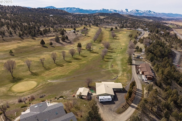 drone / aerial view with a mountain view