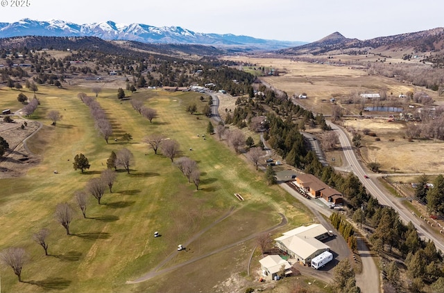 bird's eye view with a mountain view