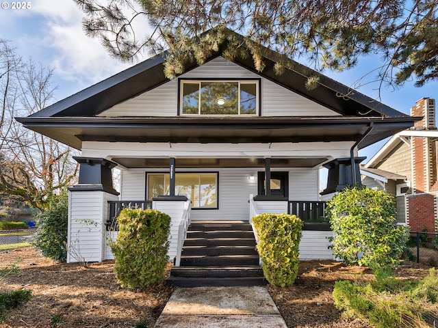 view of front of home featuring covered porch