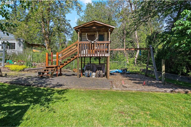 view of play area with a yard