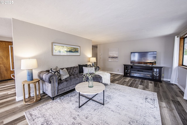 3308 Honeywood St, Eugene, OR 97408 - living area with dark wood-type flooring and baseboards