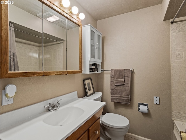 3311 SE 1st St, Gresham, OR 97080 - bathroom with toilet, a shower with shower curtain, vanity, and baseboards
