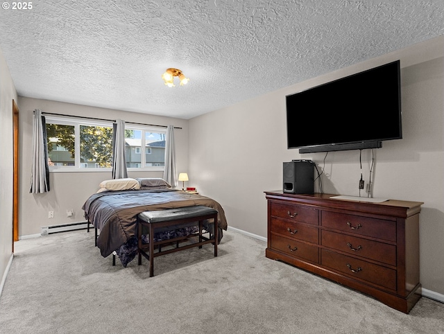 3311 SE 1st St, Gresham, OR 97080 - bedroom featuring a baseboard radiator, light carpet, baseboards, and a textured ceiling