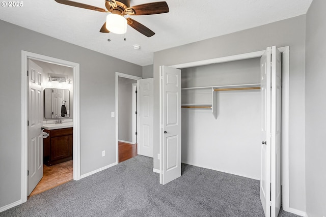 4782 Lowell Ave, Keizer, OR 97303 - unfurnished bedroom with carpet flooring, a closet, ensuite bathroom, and a ceiling fan