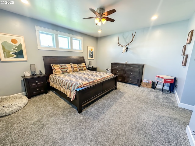 2950 Birch St, Baker City, OR 97814 - bedroom with carpet flooring, baseboards, a ceiling fan, and recessed lighting