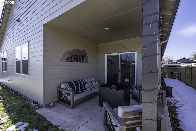 view of patio / terrace with fence and outdoor lounge area