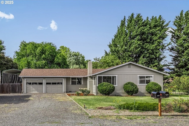 4574 Lower River Rd, Grants Pass, OR 97526 - single story home featuring an attached garage, a chimney, and gravel driveway