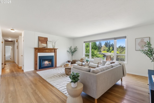7323 SW Nevada Ter, Portland, OR 97219 - living area with a glass covered fireplace and light wood-type flooring