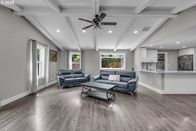 1388 Hillendale Dr, Salem, OR 97302 - living area featuring recessed lighting, wood finished floors, and ceiling fan