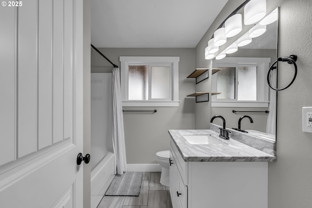 1388 Hillendale Dr, Salem, OR 97302 - bathroom featuring healthy amount of natural light, vanity, and shower / bathtub combination with curtain
