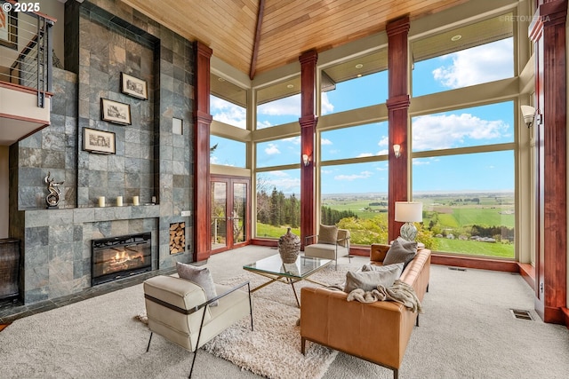 45585 NW David Hill Rd, Forest Grove, OR 97116 - carpeted living area featuring a high ceiling
