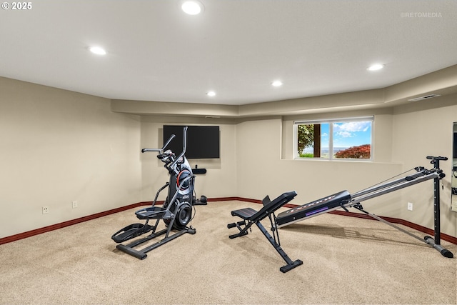 45585 NW David Hill Rd, Forest Grove, OR 97116 - workout room featuring carpet, baseboards, and recessed lighting