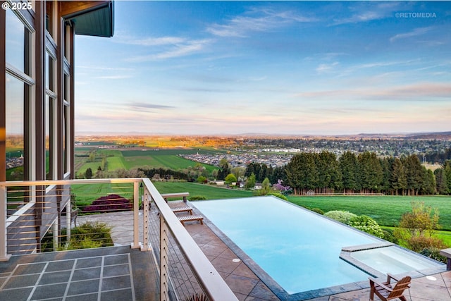 45585 NW David Hill Rd, Forest Grove, OR 97116 - pool at dusk featuring a lawn