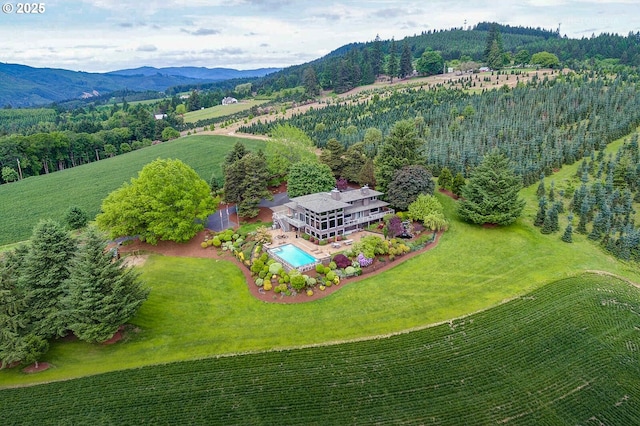 45585 NW David Hill Rd, Forest Grove, OR 97116 - view of subject property featuring a pool, a forest, and mountains