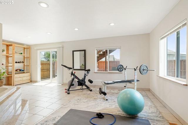 2395 88th Ave NE, Salem, OR 97305 - workout room featuring recessed lighting and light tile patterned flooring