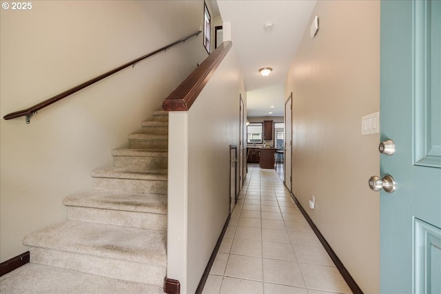 810 E 9th St Unit E18, Newberg, OR 97132 - staircase featuring tile patterned flooring and baseboards