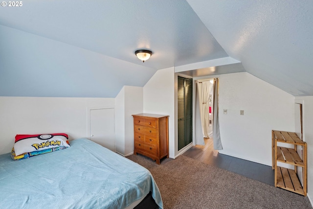 2720 Bowman Rd, Reedsport, OR 97467 - bedroom with carpet, lofted ceiling, and baseboards