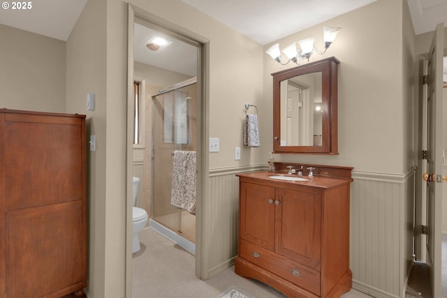 768 Brookside Dr, Eugene, OR 97405 - full bathroom with wainscoting, a shower stall, and vanity