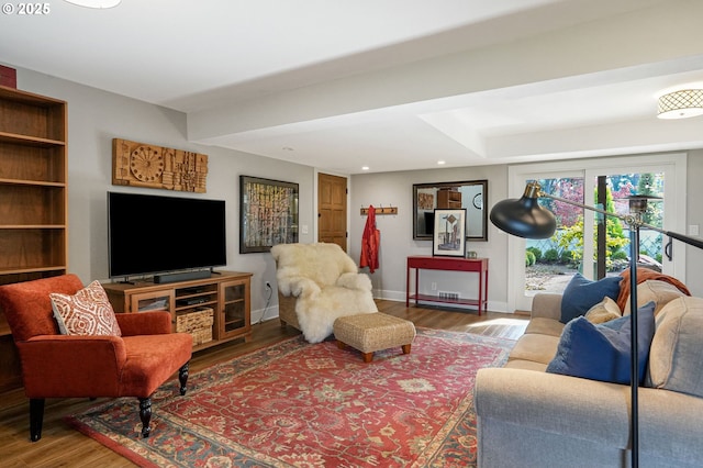 living room with hardwood / wood-style floors