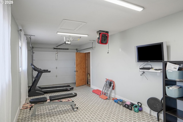 exercise area featuring carpet flooring