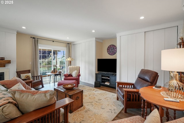 living room featuring light hardwood / wood-style floors