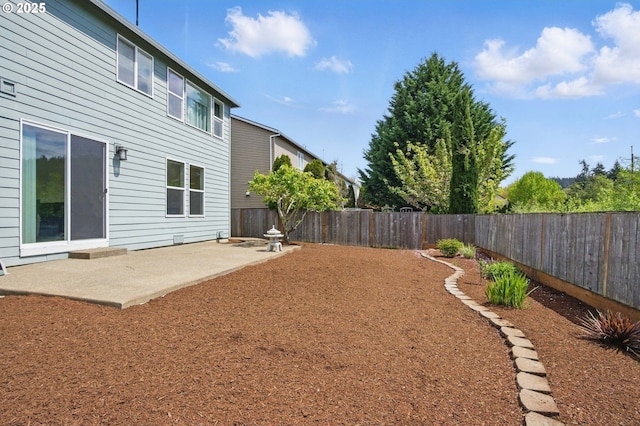 view of yard with a fenced backyard and a patio area