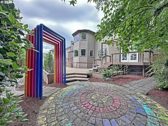 view of patio featuring a deck
