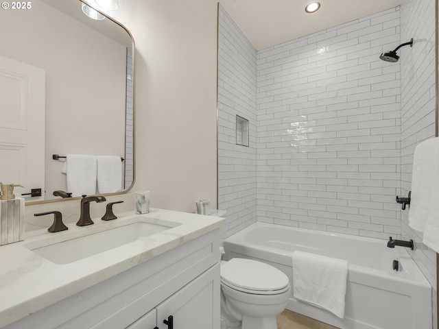 90202 Hobie Rd, Warrenton, OR 97146 - full bath with toilet, shower / bathtub combination, vanity, and recessed lighting