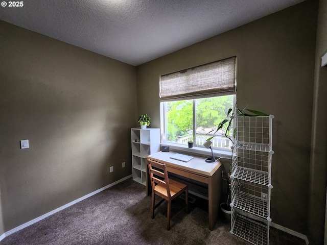 2405 Strasburg Dr, Forest Grove, OR 97116 - office with baseboards, dark colored carpet, and a textured ceiling