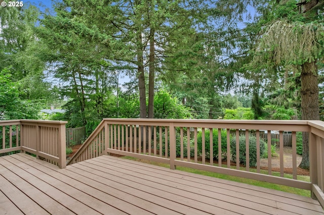 13980 Shireva Ct, Lake Oswego, OR 97034 - wooden deck featuring view of wooded area