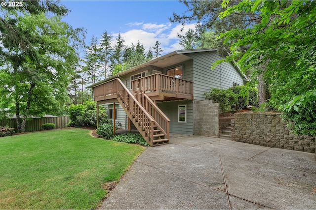 13980 Shireva Ct, Lake Oswego, OR 97034 - view of front of home with stairs, a patio, and a deck